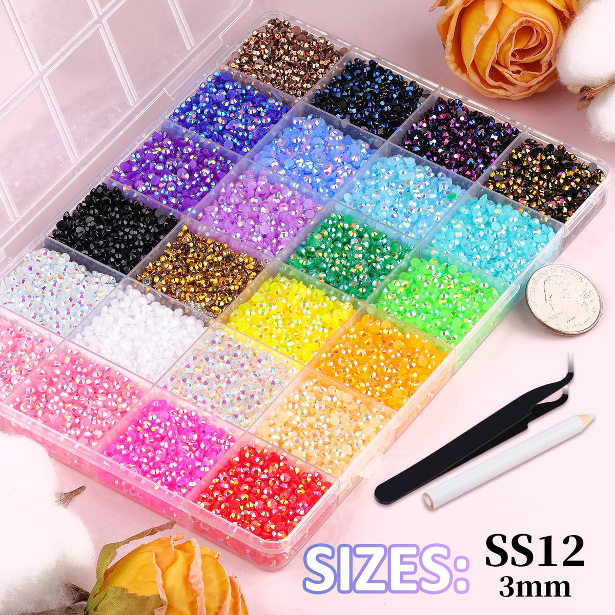 Buy 34000Pcs Resin Jelly Rhinestones for Bedazzling, Multicolor 3mm Flatback Gems - AmeriHealth Global Supplements