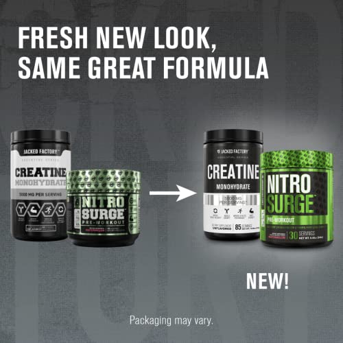 Nitrosurge Pre-Workout & Creatine Monohydrate - Pre Workout Powder With Creatine for Muscle Growth, Increased Strength, Endless Energy, Intense Pumps - Watermelon Preworkout & Unflavored Creatine