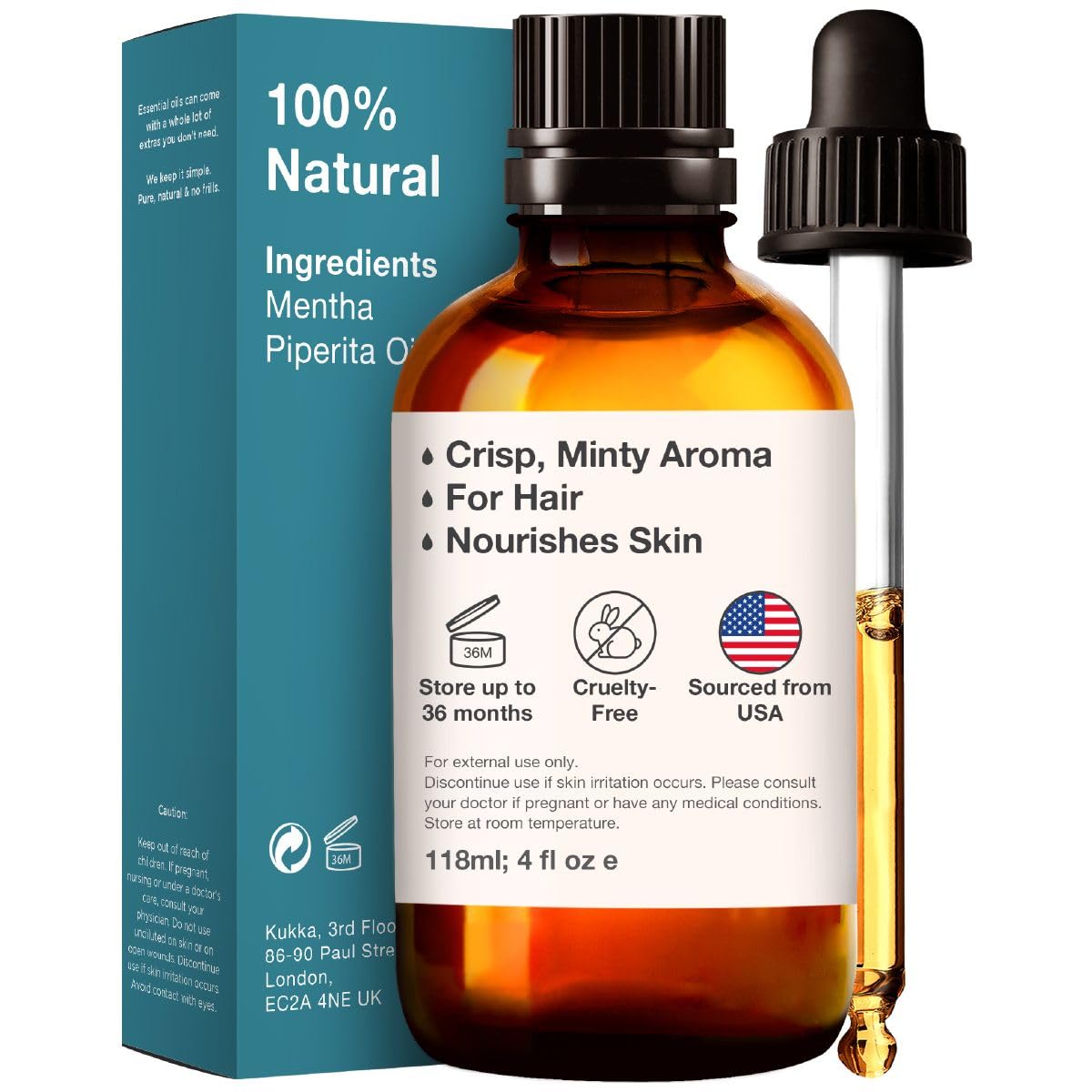 Kukka Peppermint Oil for Hair - Natural Mint Essential Oils - Premium Grade Natural Peppermint Essential Oil KUKKA essential oilsBuy Supplements Australia