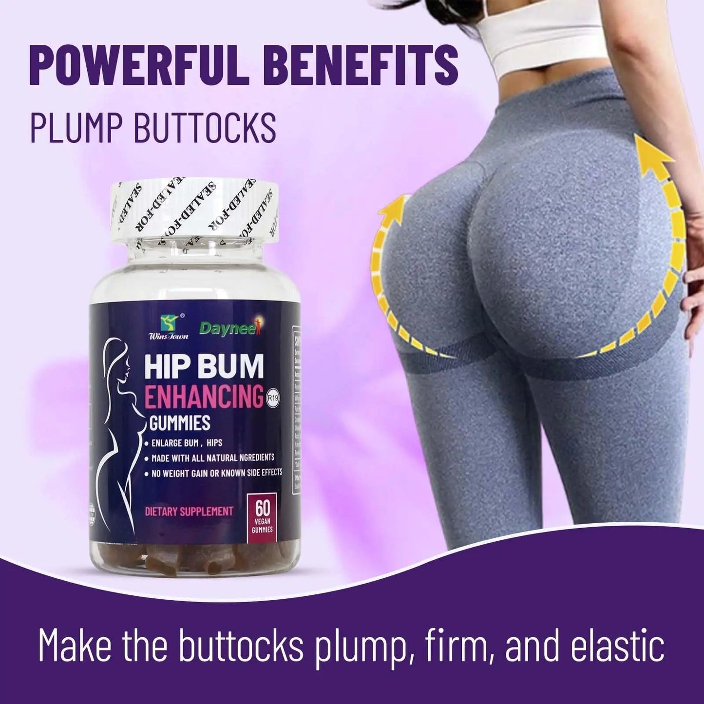 Wins Town Hip Butt Enhancement Gummies, Booty Multivitamins Supplements for Firm and Lift Bigger Buttocks for Women, 60 Count Wins TownBuy Supplements Australia