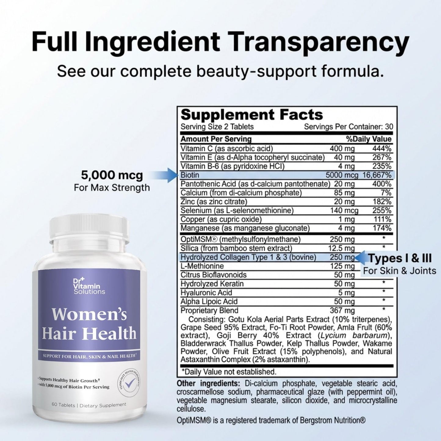 Dr Vitamin Women's Hair Health - Hair, Skin & Nails Support with Biotin & Collagen - 60 Tablets DR VITAMIN SOLUTIONSBuy Supplements Australia
