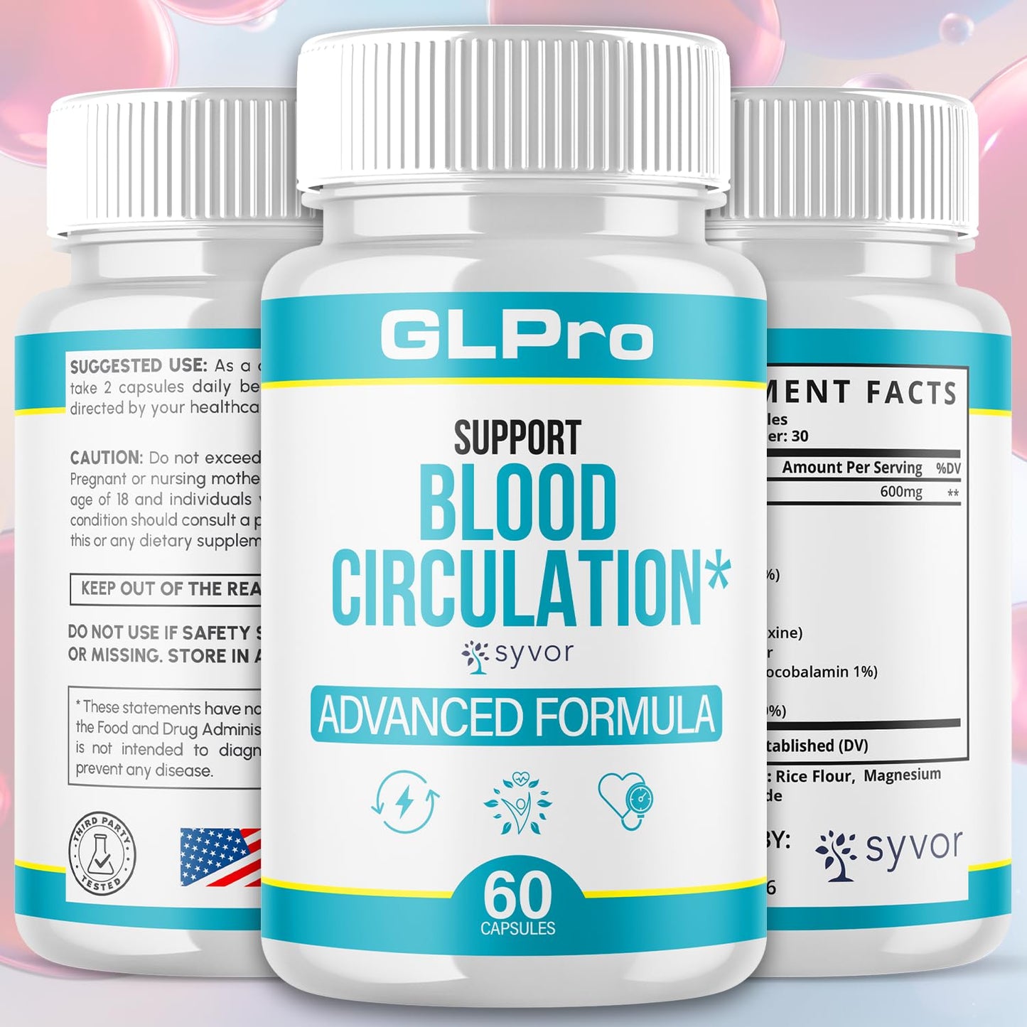 GLPro Blood Capsules, Official GLPro Blood Health Support Pills with All Natural Ingredients, Advanced Formula Supplement with Maximum Strength Premium Vitamins for Women and Men (60 Capsules) SyvorBuy Supplements Australia