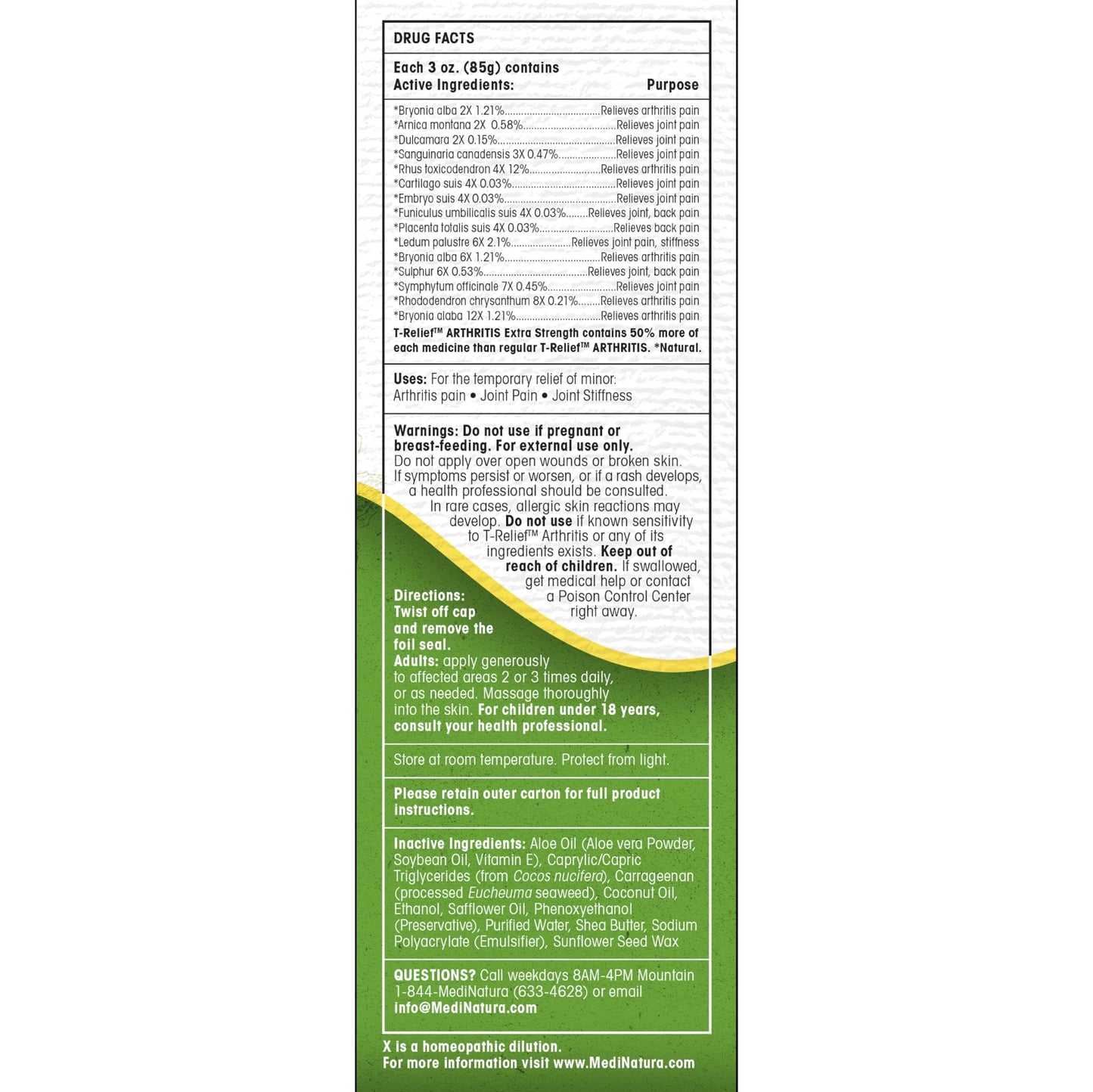 T-Relief Extra Strength Arthritis Cream Arnica +12 Pain Relieving Natural Medicines Help Soothe Soreness Stiffness Aches & Pains in Joints Naturally - 3 oz MediNaturaBuy Supplements Australia
