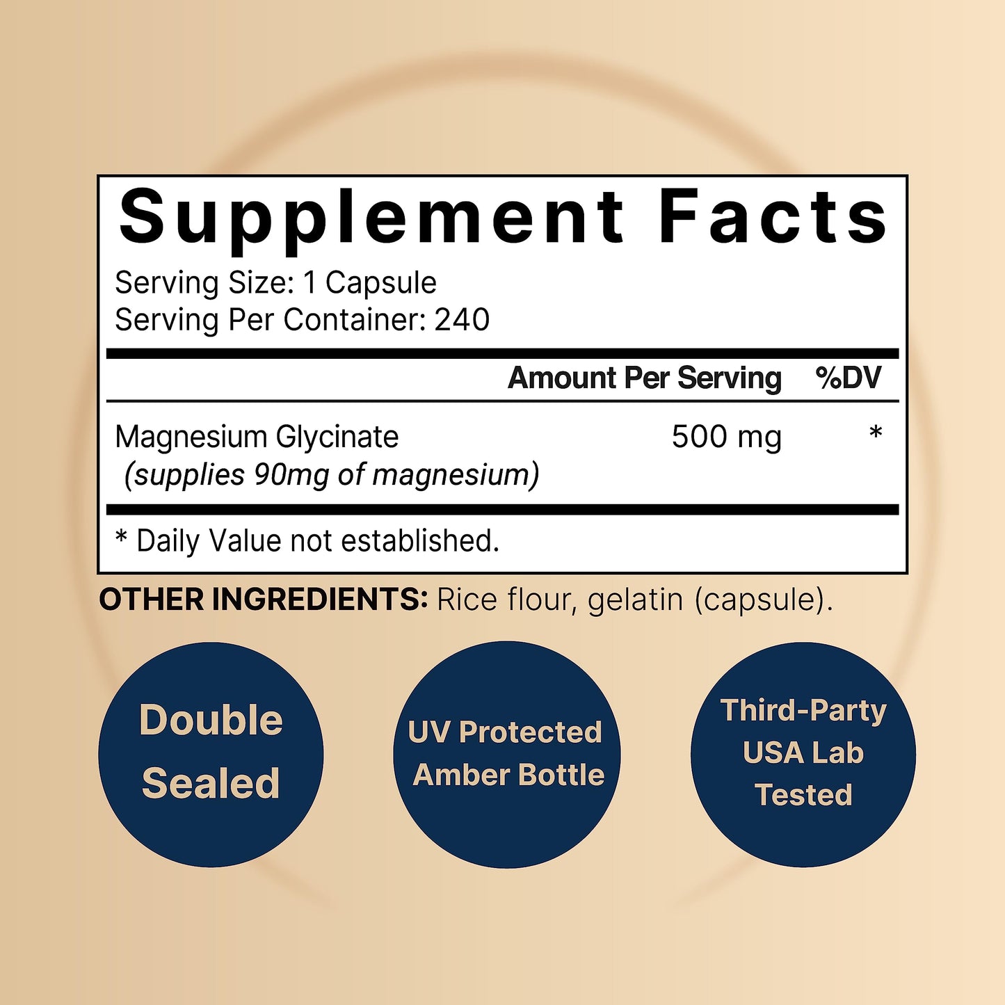 NatureBell Magnesium Glycinate Capsules 500mg | 240 Count, 100% Chelated & Purified NatureBellBuy Supplements Australia