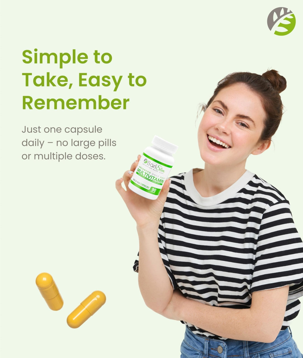 BariSlim Advanced Once Daily Bariatric Multivitamin Capsule - 45 mg of Iron - Bariatric Vitamin for Post Bariatric Surgery Including Gastric Bypass and Gastric Sleeve | 90 Day Supply - Maple Wellness Supplements
