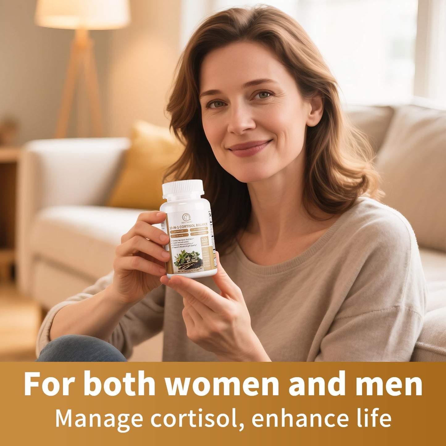 BBEEAAUU Cortisol Supplements for Women & Men - 10-in-1 Cortisol Reducer Manager Detox with Ashwagandha, Magnesium - Lower High Cortisol Levels, Relaxation & Night Support, Non-GMO, 120 Capsules - Maple Wellness Supplements