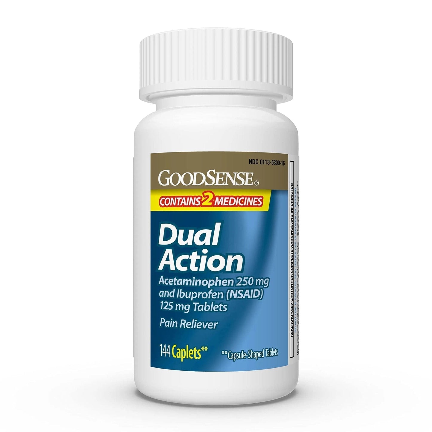 GoodSense Dual Action Acetaminophen 250 mg and Ibuprofen (NSAID) 125 mg Tablets, Pain Reliever for Headache Relief, Arthritis Pain Relief and More, 144 Count - Maple Wellness Supplements