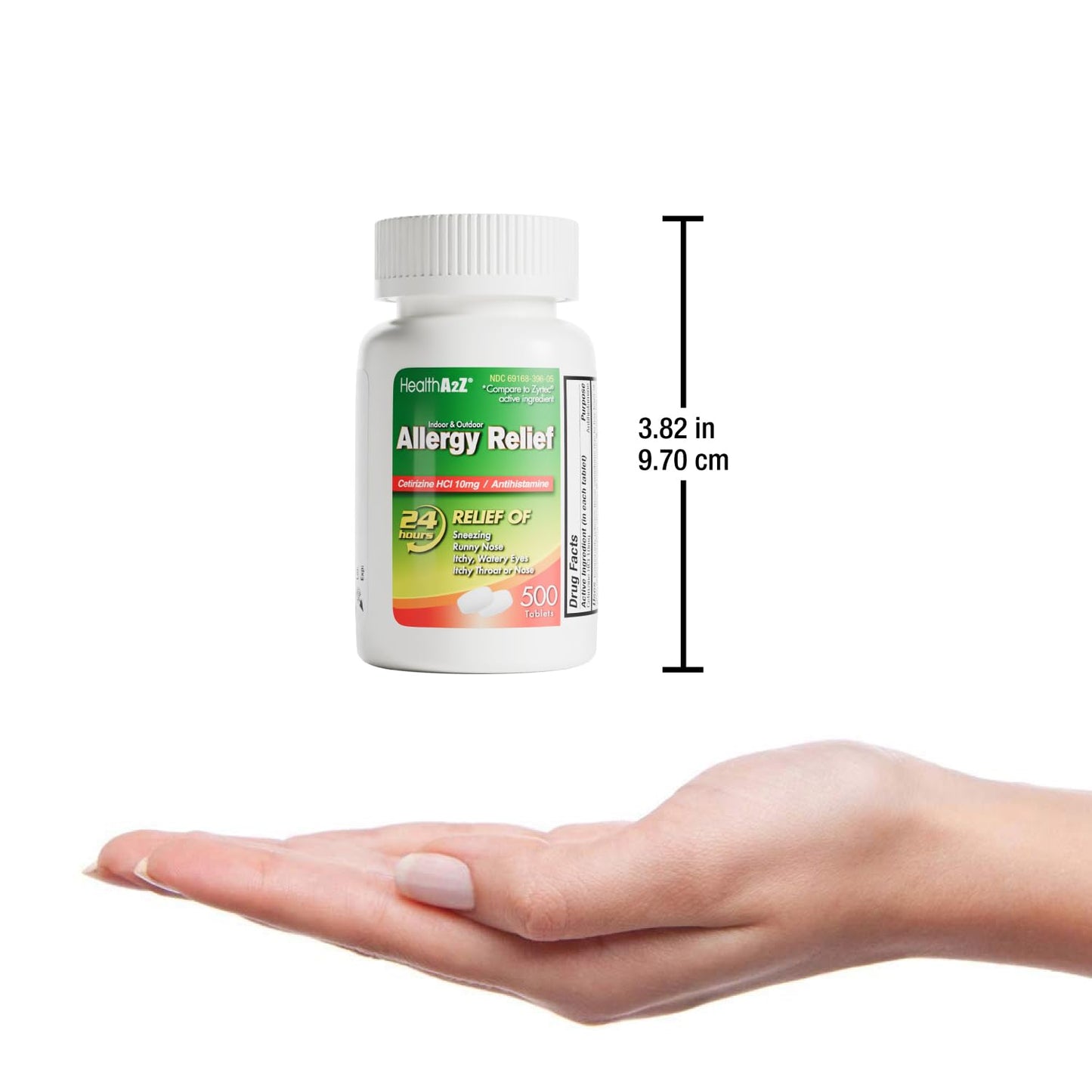 HealthA2Z® Allergy Relief, Cetirizine 10mg, Dye-Free Formula, 24-Hour Antihistamine, Indoor & Outdoor Allergy Relief, 500 Tablets - Maple Wellness Supplements