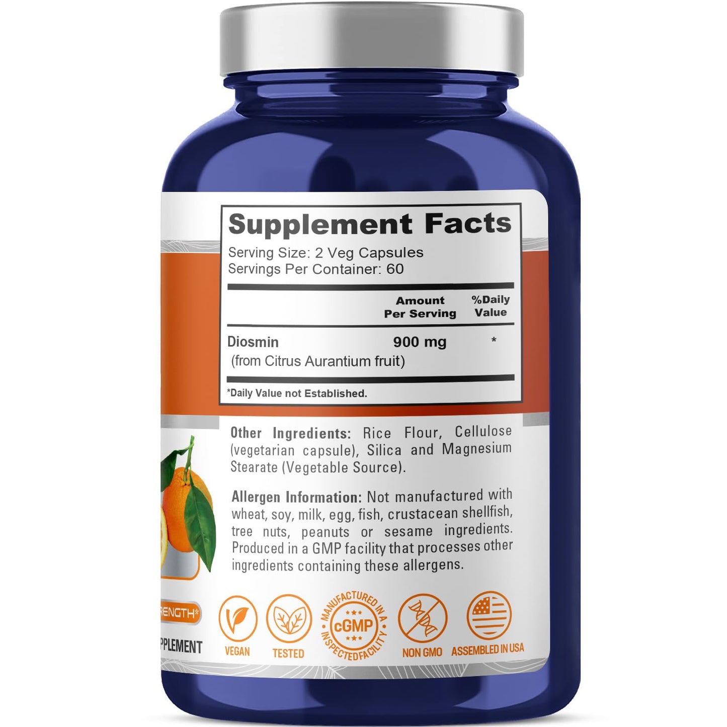 NusaPure Diosmin 900mg per Serving 120 Veggie Caps (Non-GMO, Vegan) - Maple Wellness Supplements
