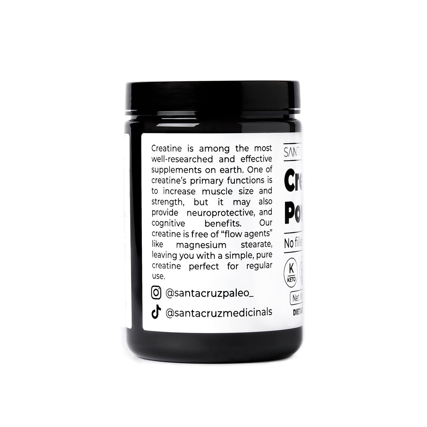 Santa Cruz Paleo, Creatine Monohydrate Powder Micronized, Unflavored Pre Workout and Muscle Support Supplement, Gluten Free Keto, Mix with Water or Shakes - Maple Wellness Supplements