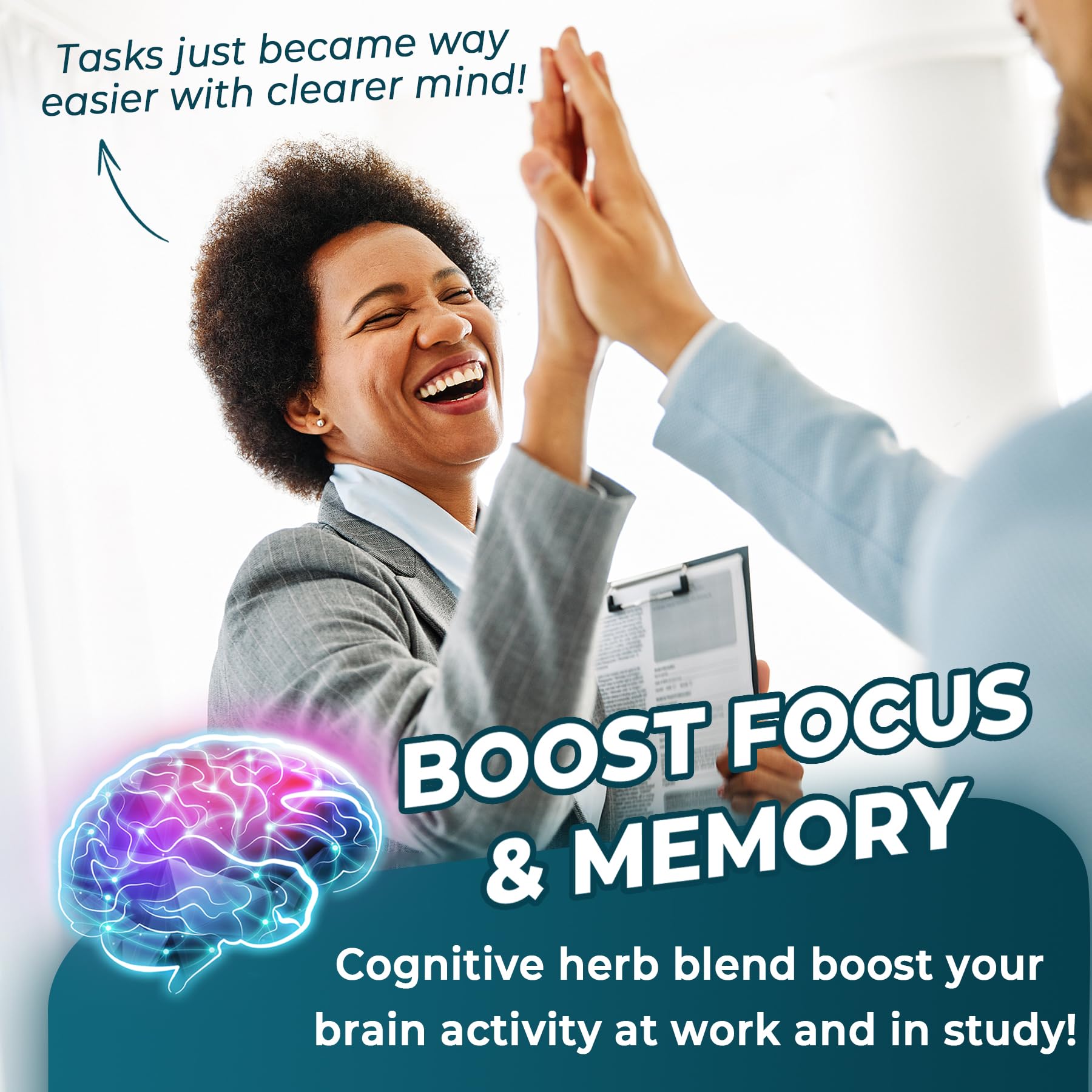 11-IN-1 Brain Supplement for Memory and Focus with L-Tyrosine L-Theanine, Methylated B12 & B6, Lion's Mane Mushroom, Ginkgo Biloba, Bacopa Monnieri, Choline for Focus, Nootropic, Energy, 2Packs - Maple Wellness Supplements