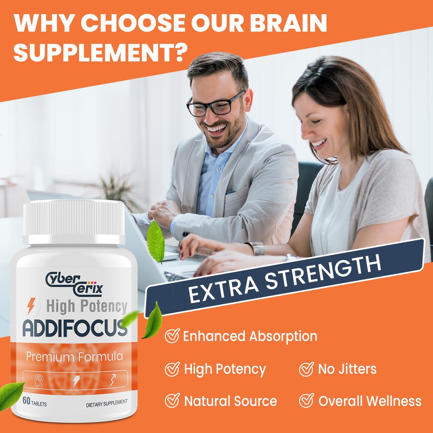 17-in-1 Supplement for Memory and Focus - Supplement for Concentration, Clarity, Energy & Focus - Natural Caffeine Blend with Vitamins, Amino Acids & Herbal Extracts - 60 Tablets - Maple Wellness Supplements