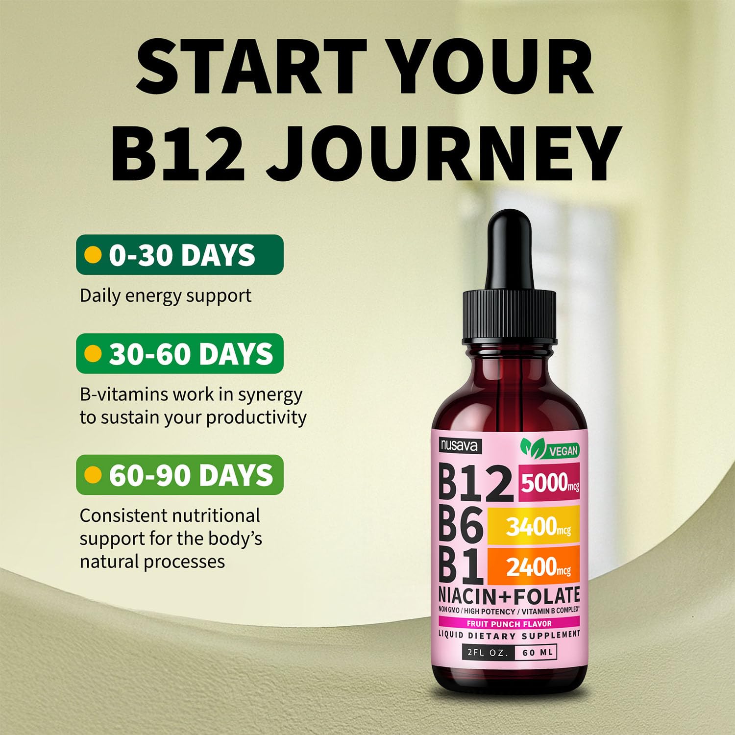 (2 Pack) Vitamin B12 and B6 Liquid Drops, B12 Sublingual Vitamin B Complex - B 12 Vitamin 5000mcg - B12 Methylcobalamin for Energy, Brain, and Heart Support - Maple Wellness Supplements