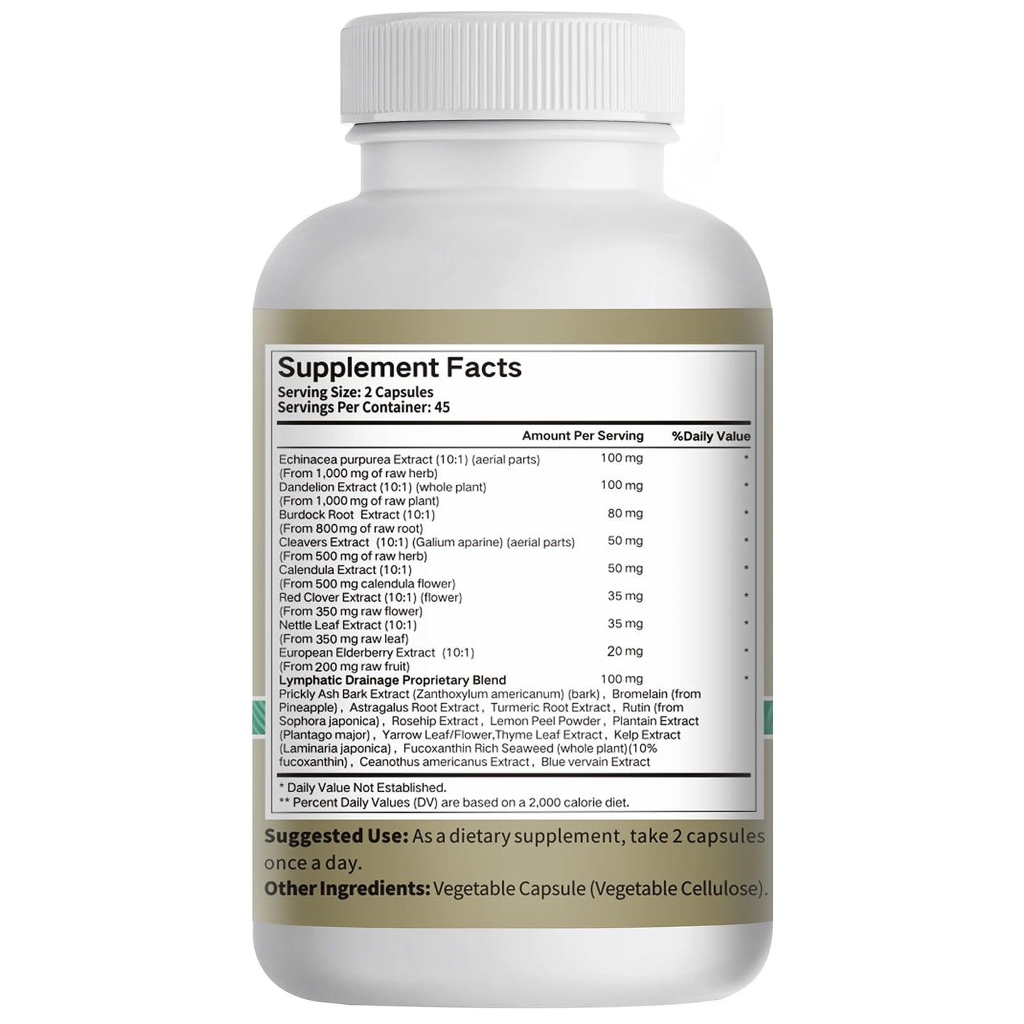21-in-1 Liposome Lymphatic Drainage Supplements, 45 Day Supply, 4800mg Immune & Lymph System Support, 10:1 Concentrated Technology, Echinacea, Dandelion, Burdock, Bromelain, Calendula, 90 Capsules - Maple Wellness Supplements
