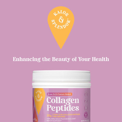 21st Century Kalos & Splendor Collagen Peptides Powder, Grass Fed & Pasture Raised Type I & III Bovine Collagen, 20g Collagen Peptides + 18g Protein Per Scoop, Unflavored, 10.6 OZ - Maple Wellness Supplements