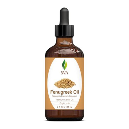 SVA Fenugreek Oil 4oz (118ml) Premium Carrier Oil with Dropper for Hair Care, Hair Oiling, Scalp Massage SVA ORGANICSBuy Supplements Australia