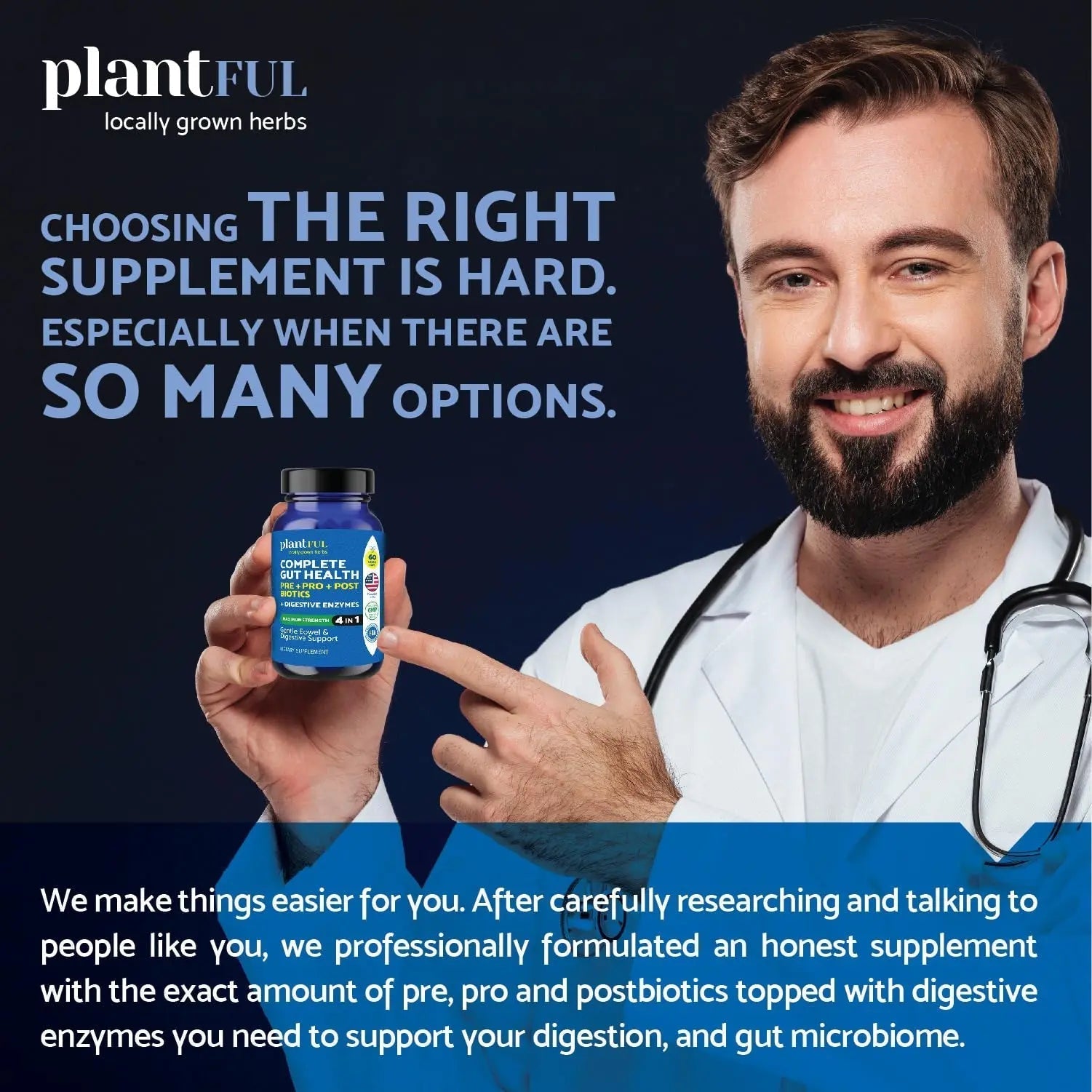 4-in-1 Pre Post Probiotics & Digestive Enzymes - Complete Gut Health & Digestive Support for Women & Men - Prebiotic Probiotic & Postbiotic Gas & Bloating Relief – 60 Non GMO Capsules - Maple Wellness Supplements