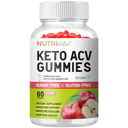 NutriKrisp Organic Keto ACV Gummy for Weight Loss - Sugar & Gluten Free Apple Cider 