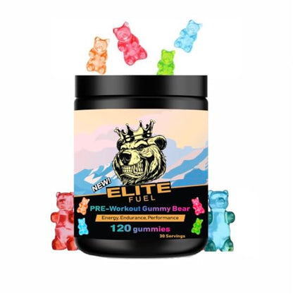 Pre Workout Gummies Elite Fuel - Endless Energy, Instant Strength Gain, Intense Pump, Enhanced Energy Output and Improved Athletic Performance, Endurance Performance