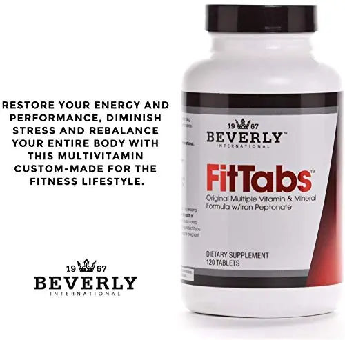 Beverly International Fit Tabs Daily Multi-Vitamin/Mineral with Iron Peptonate,120 Tablets. (30 Servings) Notice The Difference Beverly International