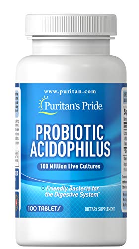 Puritan's Pride Probiotic Acidophilus Tablets, White, 100 Count