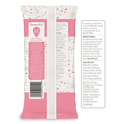 Summer's Eve Sheer Floral Daily Refreshing Feminine Wipes, Removes Odor, pH balanced Summer's EveBuy Supplements Australia