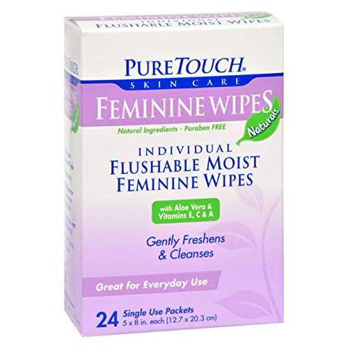 Puretouch Feminine Wipes Flushable - 24 Wipes