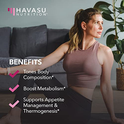 HAVASU NUTRITION Night Time Fat Burner Weight Loss Pills for Women | Appetite Suppressant for Weight Loss (+ Vitamin D, 60 Count)