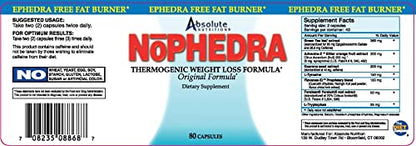 Absolute Nutrition Thermogenic Fat Burners, Nophedra Capsules, 80 Count Bottle Absolute NutritionBuy Supplements Australia