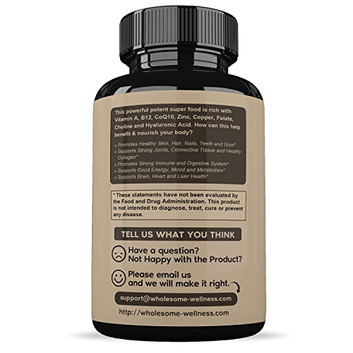 Grass Fed Desiccated Beef Liver Capsules (180 Pills, 750mg Each) - Natural Iron, Vitamin A Wholesome WellnessBuy Supplements Australia