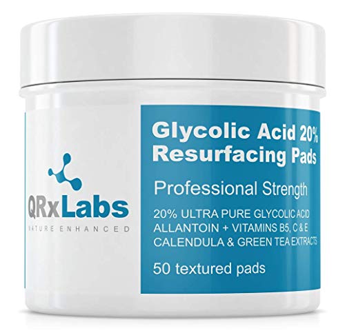 QRxLabs Glycolic Acid 20% Resurfacing Pads for Face & Body with Vitamins B5