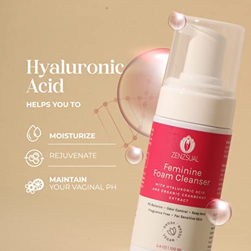 ZENZSUAL Feminine Foam Cleanser with Hyaluronic Acid and Organic Cranberry Extract – PH Balance ZENZSUALBuy Supplements Australia