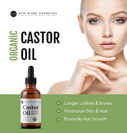 Kate Blanc Cosmetics Castor Oil (2oz), USDA Certified Organic, 100% Pure, Cold Pressed Kate Blanc CosmeticsBuy Supplements Australia
