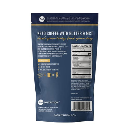 360 Nutrition Instant Keto Coffee with MCT Oil, Coconut Oil, Sweetened, Gluten Free 360 NutritionBuy Supplements Australia