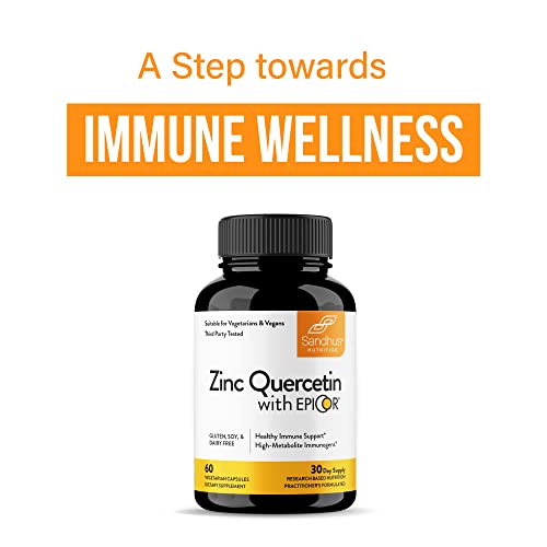 Sandhu's Zinc Quercetin with EpiCor® 60 Vegetarian Capsules - Gluten-Free Zinc Sandhu'sBuy Supplements Australia