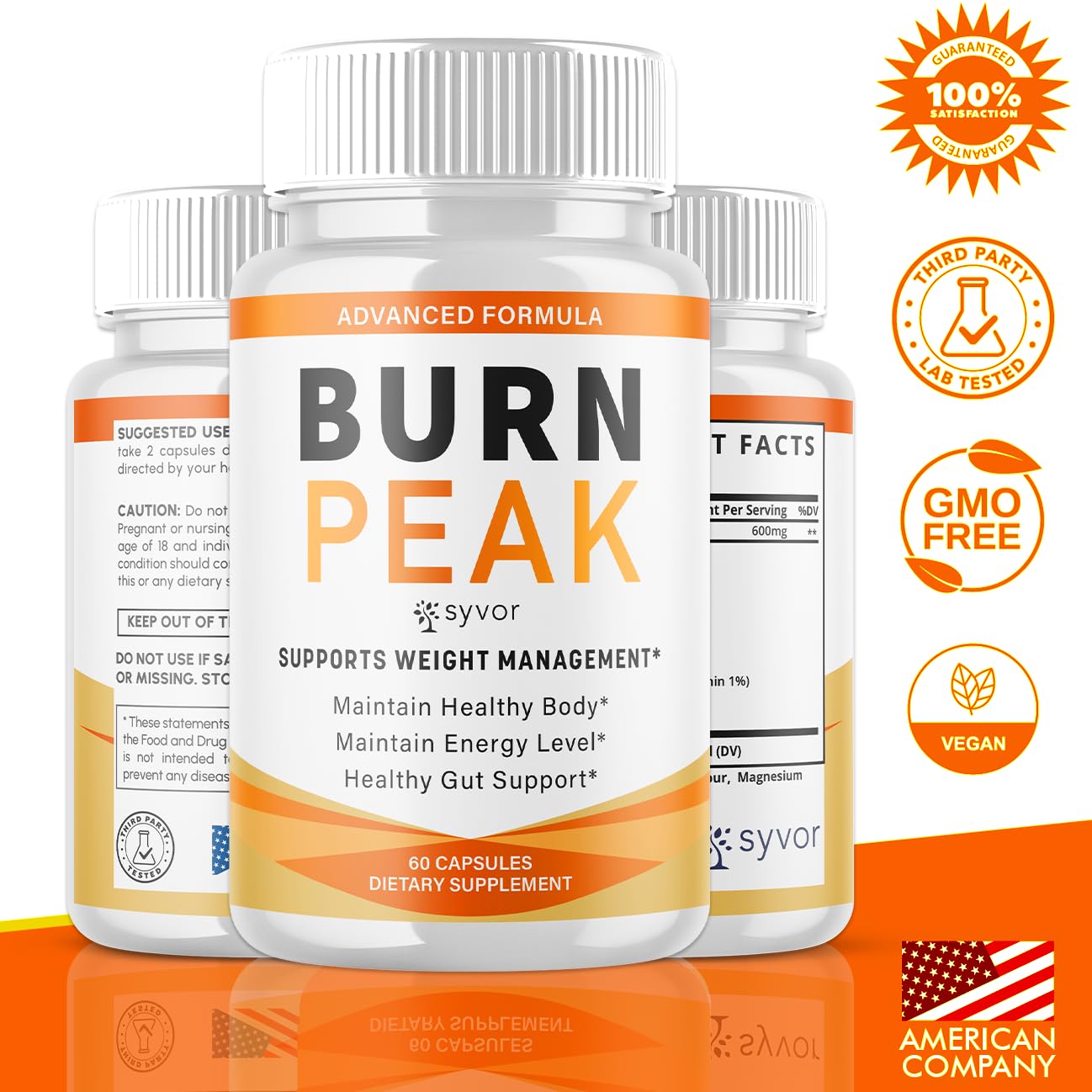 (5 Pack) Burn Peak Capsules, Official Burnpeak Pink Salt Pills with All Natural Ingredients, Advanced Health and Wellness Supplement with Premium Vitamins for Active Lifestyle Support (300 Capsules) - Maple Wellness Supplements