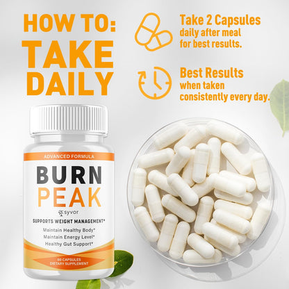 (5 Pack) Burn Peak Capsules, Official Burnpeak Pink Salt Pills with All Natural Ingredients, Advanced Health and Wellness Supplement with Premium Vitamins for Active Lifestyle Support (300 Capsules) - Maple Wellness Supplements