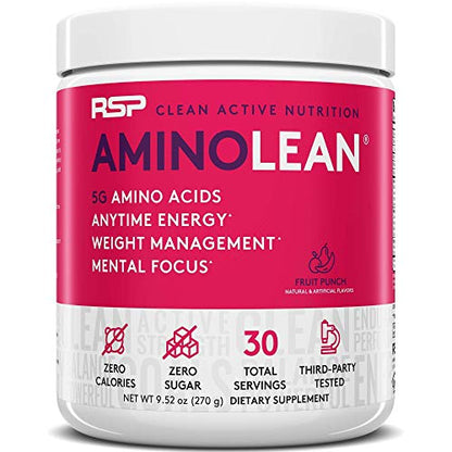 RSP NUTRITION AminoLean Pre Workout Energy (Fruit Punch 30 Servings) with TrueFit Protein Powder (Chocolate 2 LB)
