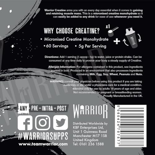 Warrior Creatine Monohydrate Powder – 300g – Micronised for Easy Mixing WarriorBuy Supplements Australia