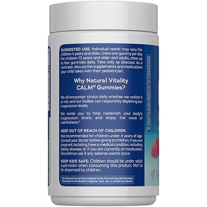 Natural Vitality Calm Magnesium Gummies | 330mg Per Serving | Raspberry Lemon Flavored Supplement | Gluten-Free & Vegan | 240 Count