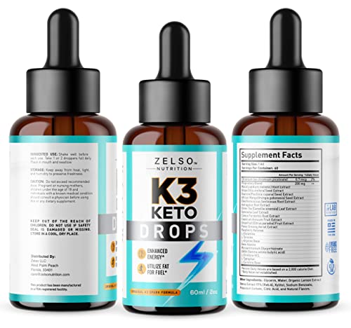 (3 Pack) K3 Keto Drops for Weight Loss - Fat Burner & Metabolism Booster | Advanced Keto ZELSOBuy Supplements Australia