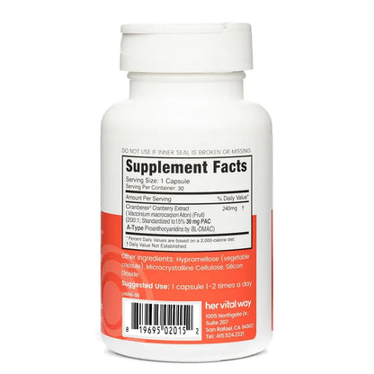 her vital way Cranberex - Cranberry Pills for Women and Men - Cranberry Supplement with 36mg PAC - Cranberry Extract Capsules for Urinary Tract Health and Kidney Care - 30 Veg Capsules her vital wayBuy Supplements Australia