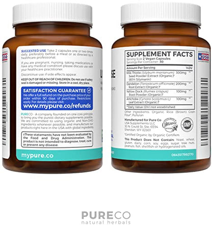 Organic Liver Cleanse Detox & Repair (Vegan, Non-GMO) Milk Thistle Extract (80% Silymarin) PURE COBuy Supplements Australia