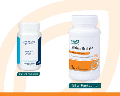Klaire Labs SFI Health Lithium Orotate 4.8 mg - May Help Balance Mood - Bioavailable Lithium Orotate Supplement - Trace Minerals Promote Focus, Memory