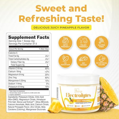 Keto Electrolytes Powder No Sugar -  Made In The USA Electrolyte Mix