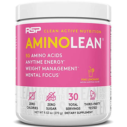 RSP NUTRITION AminoLean Pre Workout Energy (Pink Lemonade 30 Servings) with TrueFit Protein Powder (Chocolate 2 LB)