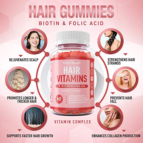 Premium Hair Vitamins Supplement-Gummy Vitamins w/Biotin, Folic Acid, Vitamins A&D Purely OptimalBuy Supplements Australia