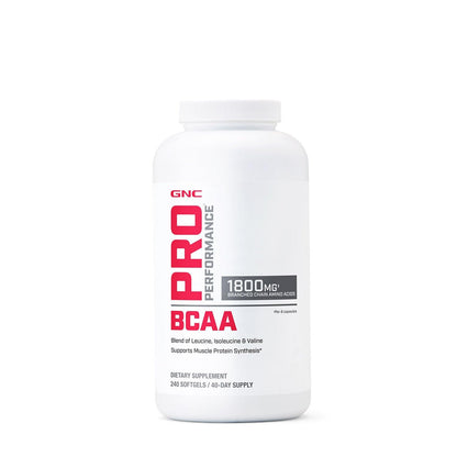 GNC Pro Performance BCAA 1.8g, 3rd Party Tested Supplement for Men & Women, Branched Chain Amino Acids, Essential Amino Acids Supports Muscle Protein Synthesis, 240 Softgels, 40 SVG GNCBuy Supplements Australia