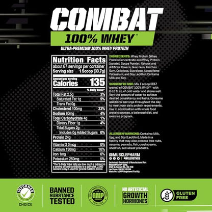 MusclePharm Combat 100% Whey, Chocolate Milk - 5 lb Protein Powder - Gluten Free Muscle PharmBuy Supplements Australia