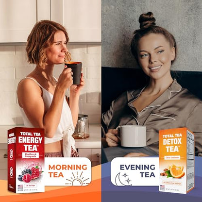 Total Tea Detox Tea & Energy Tea Set - 25 Day Detox Tea - Herbal SIim Tea Total TeaBuy Supplements Australia
